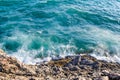 Waves crushing on a rocky beach.