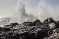 Waves crushing on rocky shore Royalty Free Stock Photo