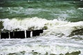 Waves crushing on the beach in Warnemunde Rostock Germany