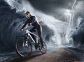 Waves cyclist Royalty Free Stock Photo