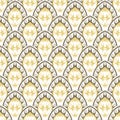 Waves Deco seamless pattern. Greek ancient style ornamental vector background. Beautiful golden deco ornaments with wavy lines, Royalty Free Stock Photo