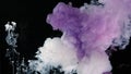 Waves and drops of violet and white paints. Beautiful abstract background. Amazing space magic background. Purple and white