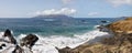 Waves fill a mixed sand beach