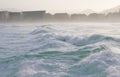 Waves in front of Zurriola beach, Donostia City, Euskadi Royalty Free Stock Photo