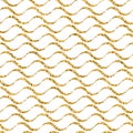 Waves geometric seamless pattern Wavy gold glitter white