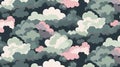 Waves of green clouds wallpaper pattern