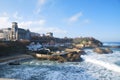 Waves in harbour of Biarritz Royalty Free Stock Photo