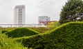 Waves of hedges, in Thames Barrier Park, Silvertown, London Royalty Free Stock Photo