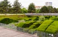Waves of hedges, in Thames Barrier Park, Silvertown, London Royalty Free Stock Photo