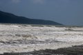 Waves at high tide, Raumati Beach, New Zealand Royalty Free Stock Photo