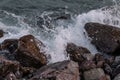 The waves hit the rocks in the beautiful sea. Royalty Free Stock Photo