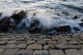 The waves hit the rocks. Royalty Free Stock Photo