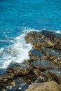 The waves hit the rocks Royalty Free Stock Photo