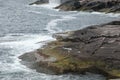 Waves hitting rocks in the Barents Sea. View of the Arctic Ocean Royalty Free Stock Photo