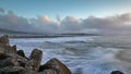 Waves hitting the scenic coast along Greymouth in New Zealand