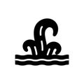 Black solid icon for Waves, ripple and water