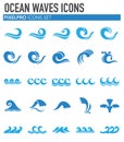 Waves icons set on white background for graphic and web design. Simple vector sign. Internet concept symbol for website Royalty Free Stock Photo