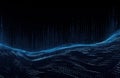 Waves of information, flowing data stream concept, abstract background. Generative AI illustration with copy space