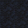 Waves japanese mermaid fish scale golden seamless pattern