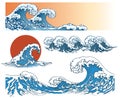 Waves in japanese style Royalty Free Stock Photo