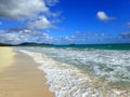 Waves lap on shore of Waimanalo Beach Royalty Free Stock Photo