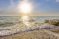 Waves lapping on the pebble beach Royalty Free Stock Photo