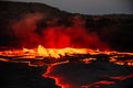 Waves of lava at the surface of Erta Ale lava lake Royalty Free Stock Photo