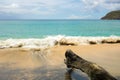 Waves meeting a pristine beach in the windward islands Royalty Free Stock Photo