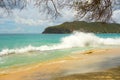 Waves meeting a pristine beach in the windward islands Royalty Free Stock Photo