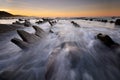 Waves over Sakoneta beach Guipuzkoa, Basque Country Royalty Free Stock Photo