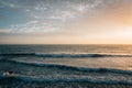 Waves in the Pacific Ocean at sunset, at Pearl Street Beach in Laguna Beach, Orange County, California