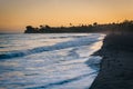 Waves in the Pacific Ocean at sunset, in Santa Barbara, Californ