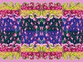 Waves patchwork pattern. Floral quilt design.
