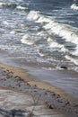 Waves on the Polish coast, waves on the Baltic Sea. Royalty Free Stock Photo