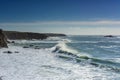 Waves on Quiberon`s coast on a sunny day Royalty Free Stock Photo