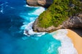 Waves and rocks as a background from top view. Blue water background from top view. Summer seascape from air. Bali island, Indones Royalty Free Stock Photo