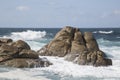 Waves and Rocks at Barca Point, Muxia; Fisterra Royalty Free Stock Photo