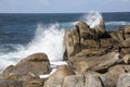 Waves and Rocks at Barca Point, Muxia; Fisterra Royalty Free Stock Photo