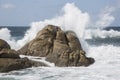 Waves and Rocks, Barca Point, Muxia; Fisterra Royalty Free Stock Photo