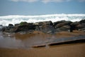 waves on rocks on the beach near salishan resort in portland oregon Royalty Free Stock Photo