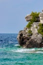 Waves, rocks and a clear sky at the Georgian Bay, ON Royalty Free Stock Photo