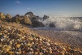 Waves of rocks on the sea shore Royalty Free Stock Photo