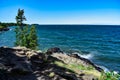 Waves on the Rocky Coastline of Lake Superior Royalty Free Stock Photo