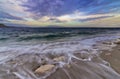 Waves on rocky seashore, Kalymnos island Royalty Free Stock Photo