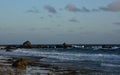 Waves Rolling Ashore Just After Dawn in Aruba Royalty Free Stock Photo