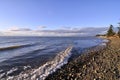 Waves running over the beach