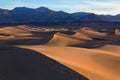 Waves of sand on top of the dunes. Sunrise. Desert in Mesquite F