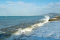 Sea spray. Beautiful seascape. Marine background. Royalty Free Stock Photo