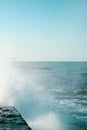 waves on the seaThe waves crash on the old pier. Beautiful seascape. Sea spray. Royalty Free Stock Photo