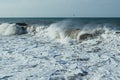 Big waves on the sea. seascape. The sea is stormy. Royalty Free Stock Photo